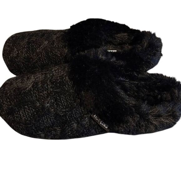 NWOT Original Muk Luks Black Fuzzy Furry Small Slides Size 5-6 - Picture 5 of 7
